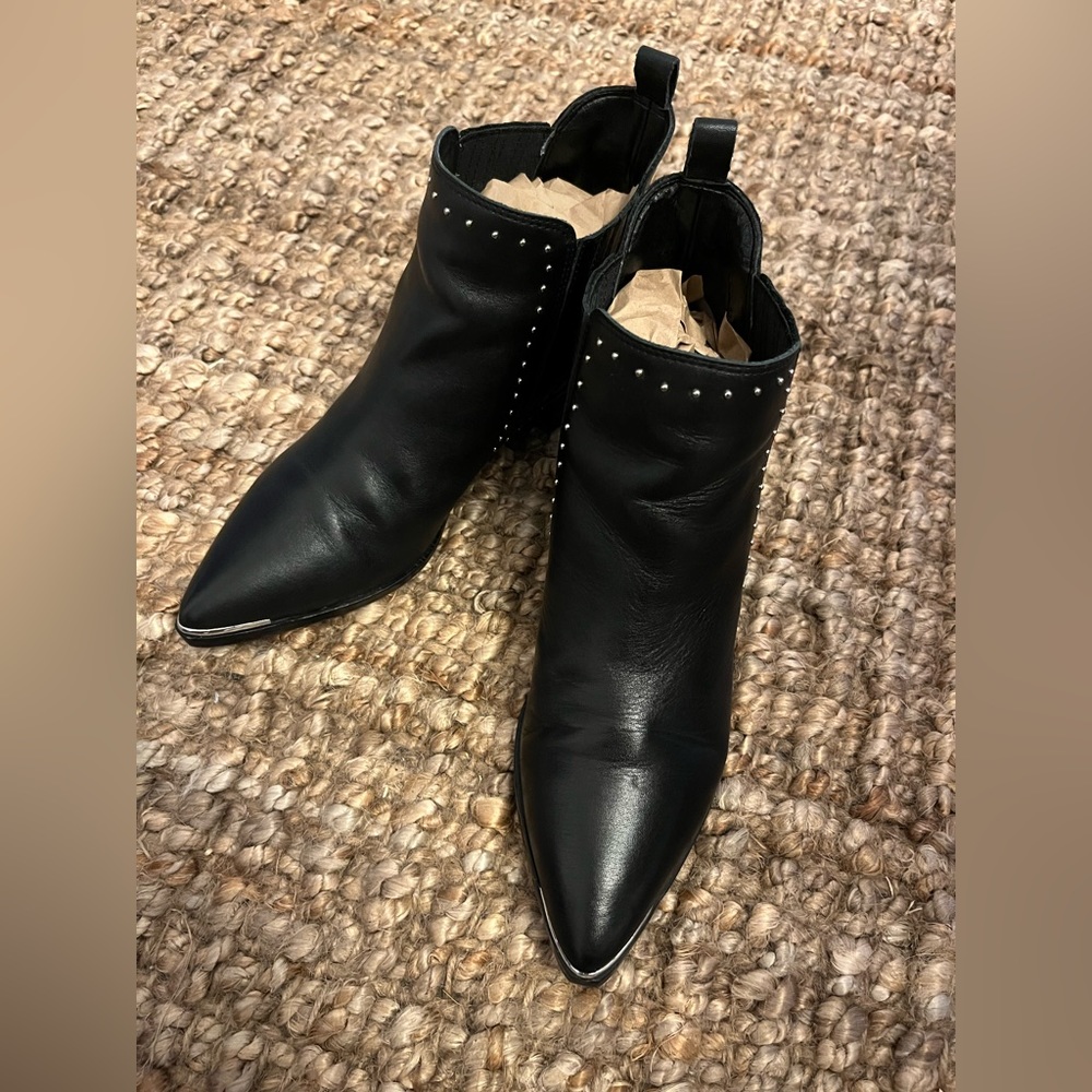 Marc Fisher Yommi Chelsea Bootie with studs detail in black leather